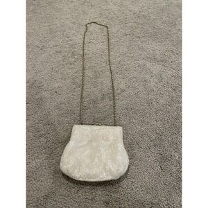 La Regale White Beaded Cosmetic Bag